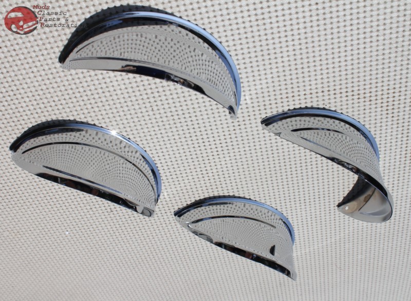 5" Custom Headlight Headlamp Visors Chrome 4 Half Moons and 4 Visors