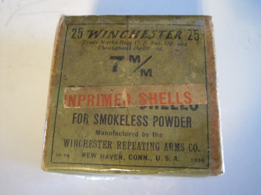 Vintage Winchester 7 m/m Unprimed Shells - Box Is Empty