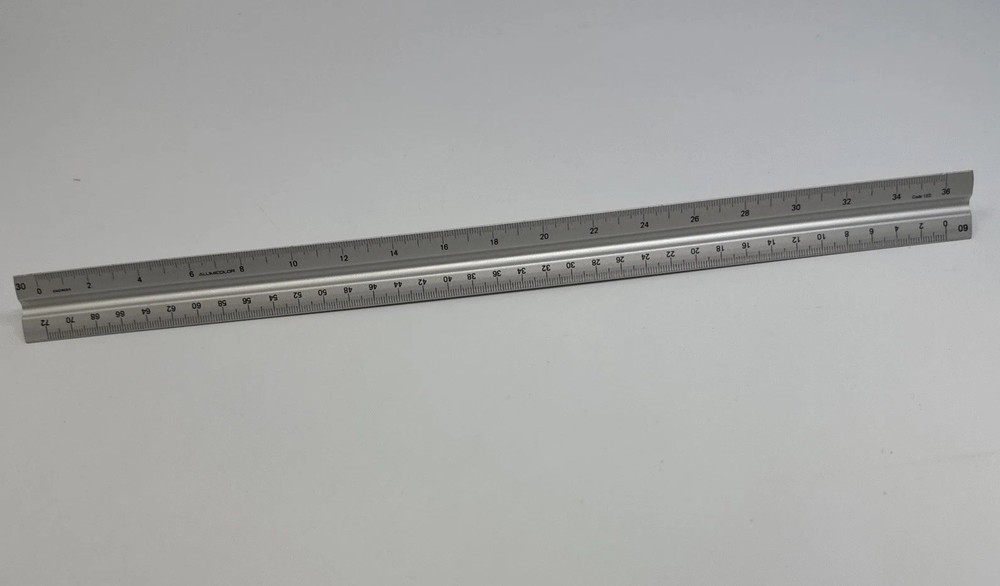 Alumicolor 12" Engineer Solid Drafting Scale Code 123 - EXC COND