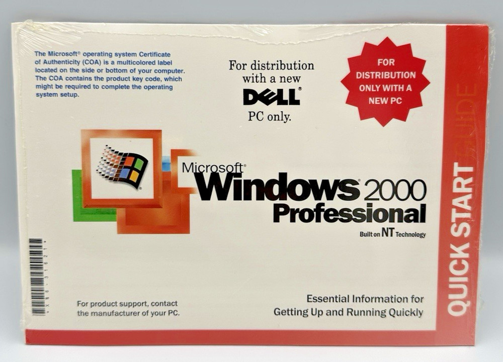 Microsoft Windows 2000 Professional W2K + SP3 Reinstallation CD Dell - Sealed!