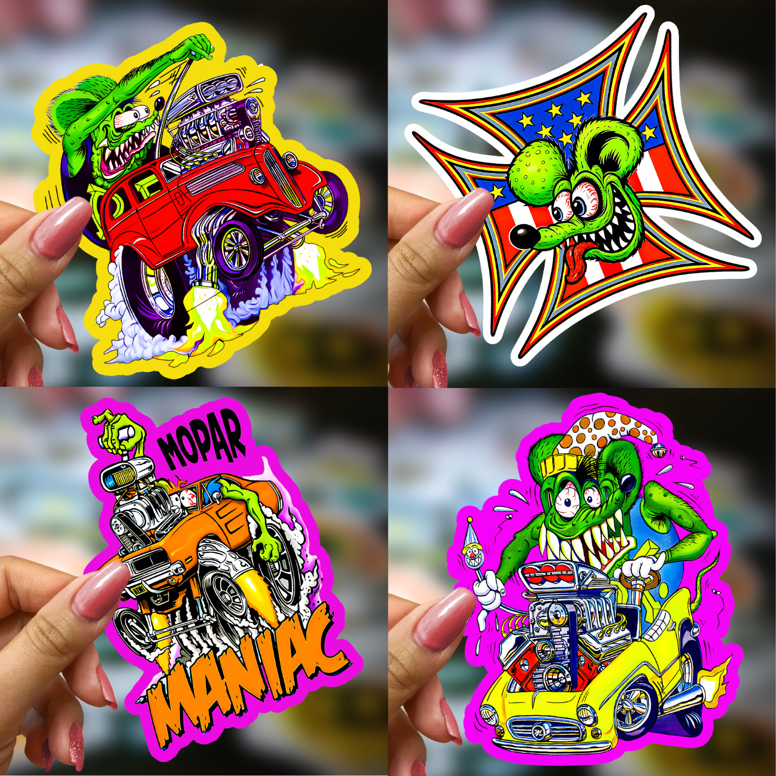 Rat Fink Ed Roth Vinyl Decals 50pcs Hot Rod Custom Car Bike Skateboard Sticker