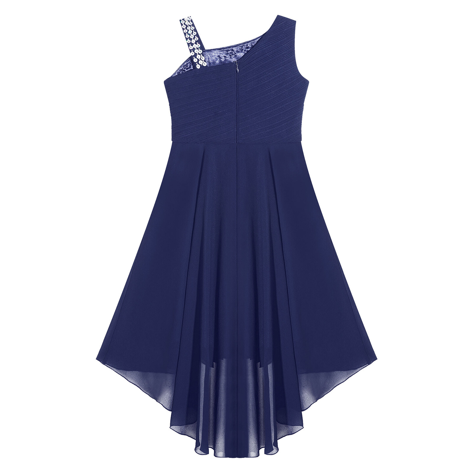 US Girls Sparkly Straps Summer Dress Sleeveless High Low Junior Bridesmaid Dress