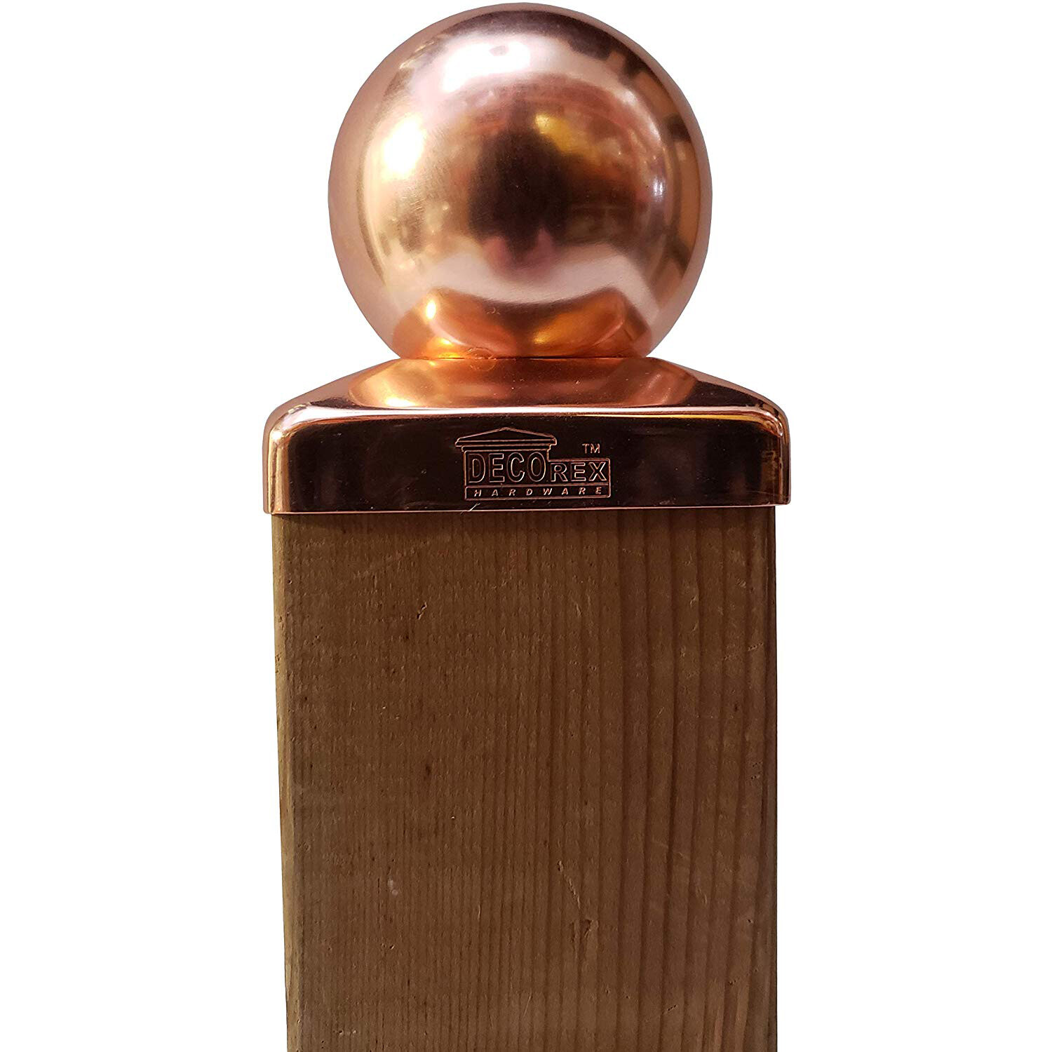 3.5" x 3.5" Solid Copper Ball Post Cap for True/Actual 3.5" x 3.5" Wood Posts