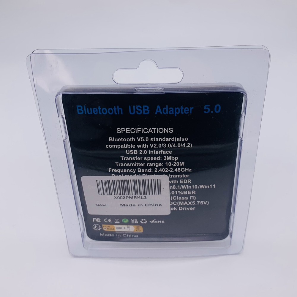 Bluetooth USB 5.0 Adapter Dual Mode 20m Desktop Mobile Laptop Headset - Open Box