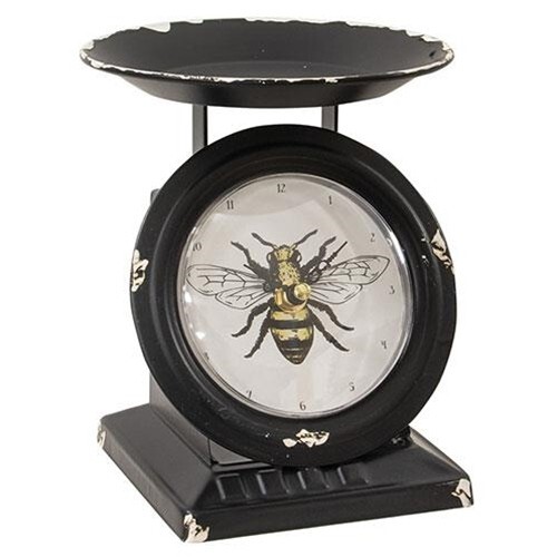 New - Distressed Black Scale Tabletop Clock - BEE design - 7" Tall