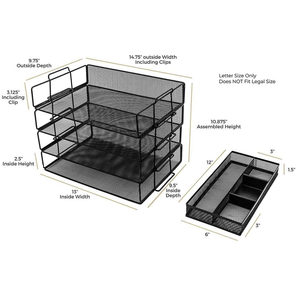 Desk Organizers and Accessories Stackable Paper Tray - 4 Tier Stackable