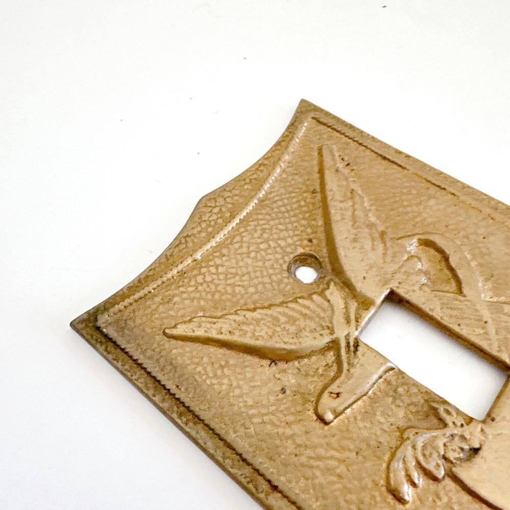 EARLY AMERICAN SOLID BRASS EAGLE LIGHT SWITCH COVER BY CAMBRON AMERICANA