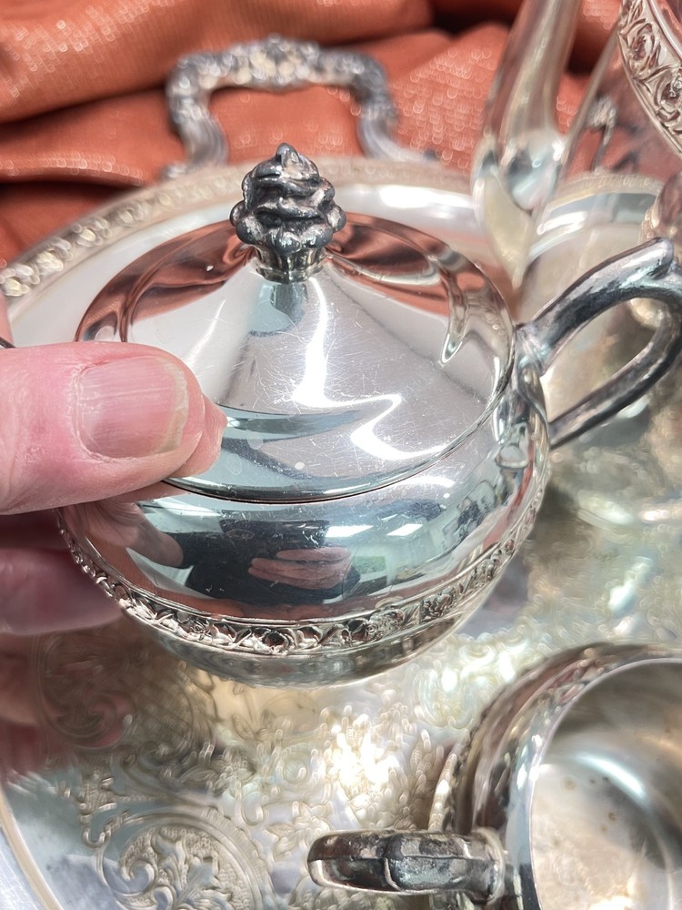 EB Rogers, 2307, Silver over Copper Tea Service
