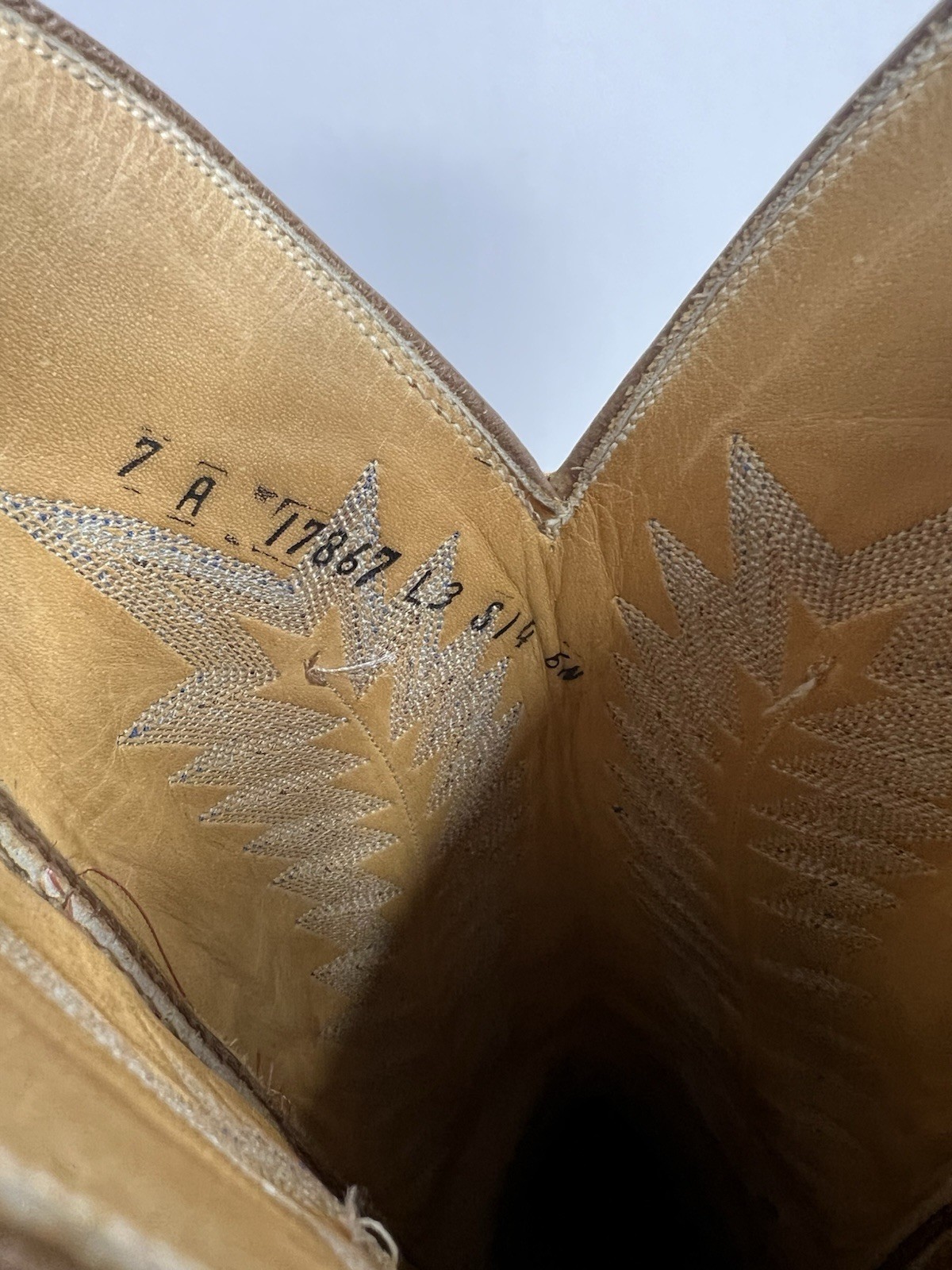 Panhandle Slim Vintage Tan Embroidered Cowboy Boots Size 7A