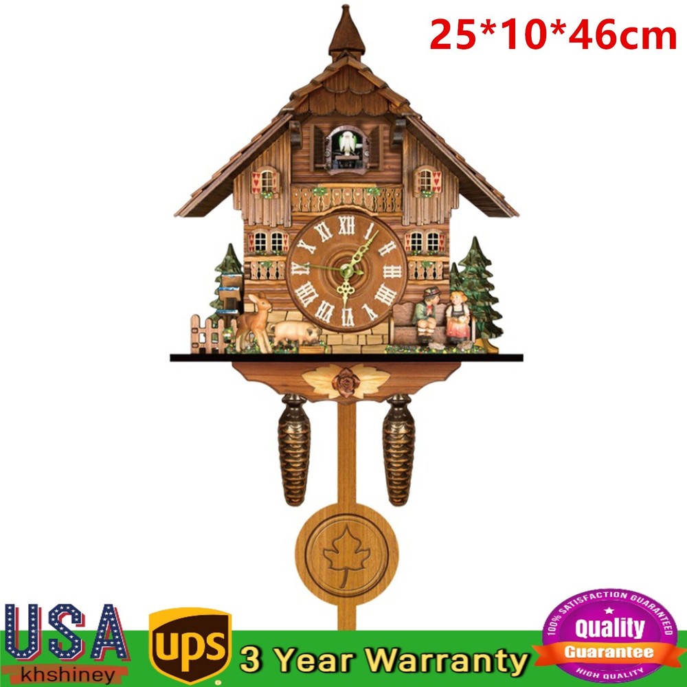 Vintage Cuckoo Wall Clock - Elegant Black Forest Design with Singing Feature