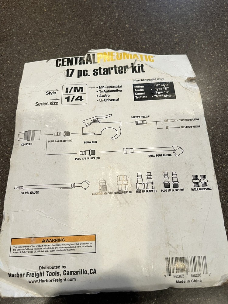 CENTRAL PNEUMATIC Air Tool Accessory Kit, 17 Pc.