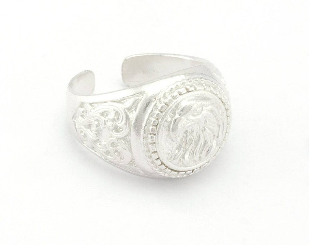 Eagle Wild Life Ring Adjustable Raw Brass,Antique Silver,Shiny Gold-silver 4792