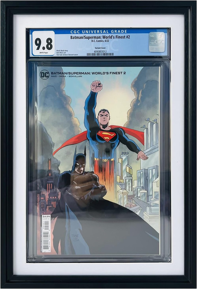 Single Graded Comic Book Frame for Standard CGC Graded Comic Books,Solid Wood Bl