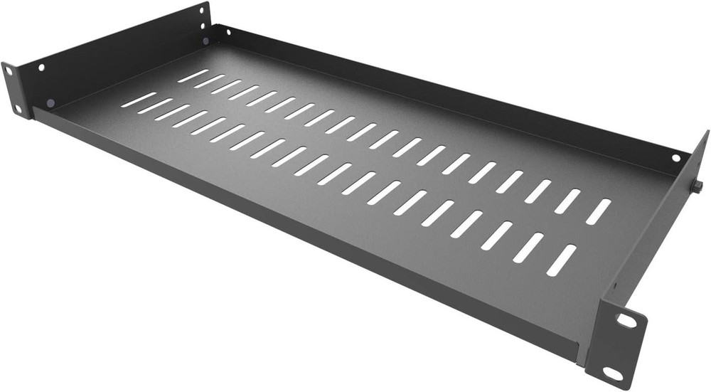 Sturdy Metal 1U Rack Shelf - 8" Deep Vented Design for Efficient Cooling