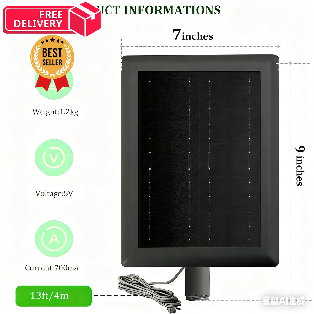 2 Pack Ring Solar Panel(2nd Generation), 5W Panel Charger with Biack