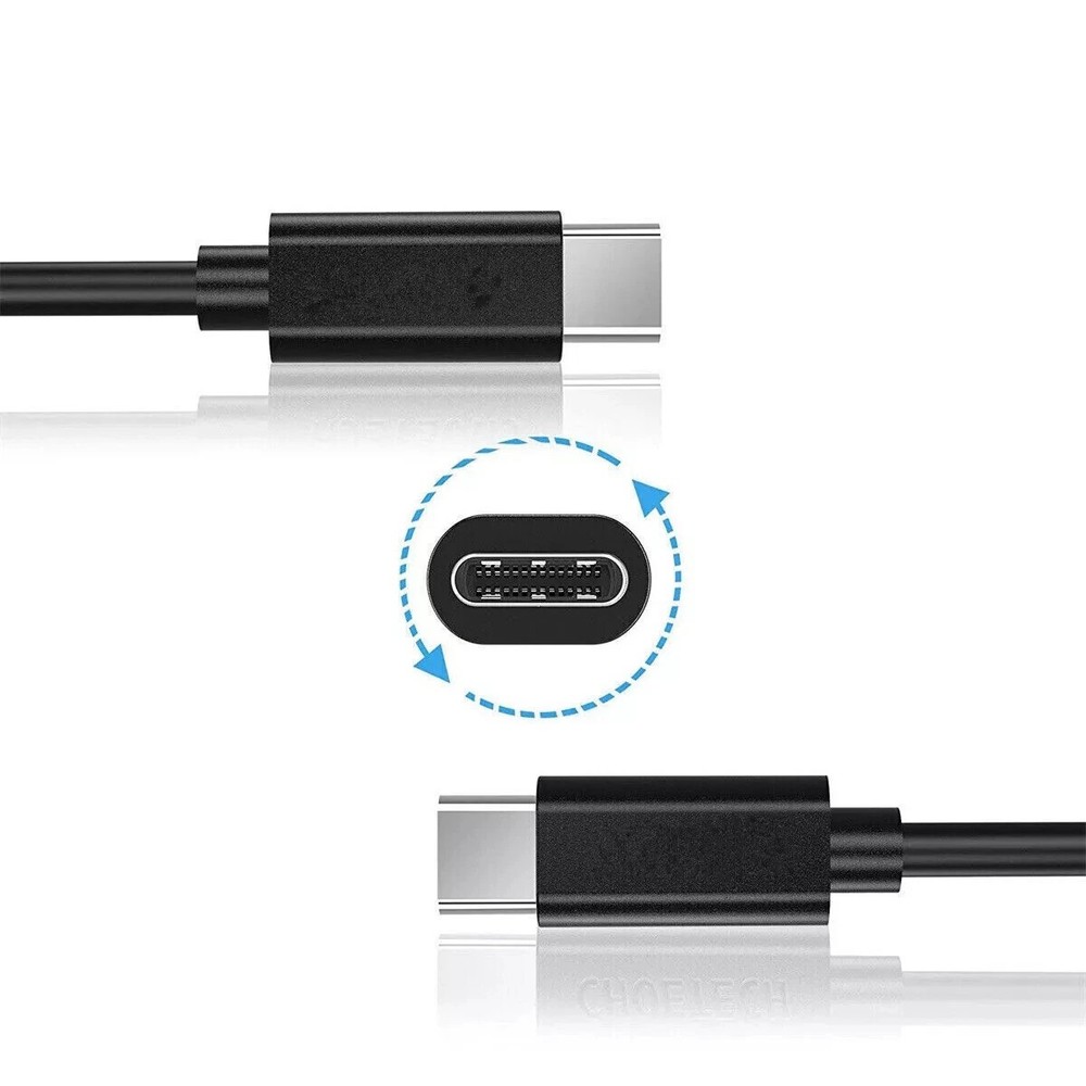 6FT 2M Type-C to Type-C Fast Charging Data Cord Cable for Samsung Galaxy Black