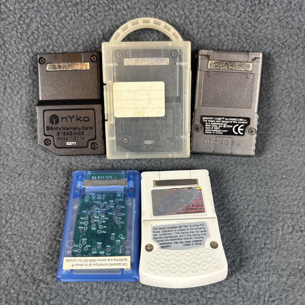 Nintendo GameCube - Assorted Memory Cards - Nyko, Intec, GameStop - Tested