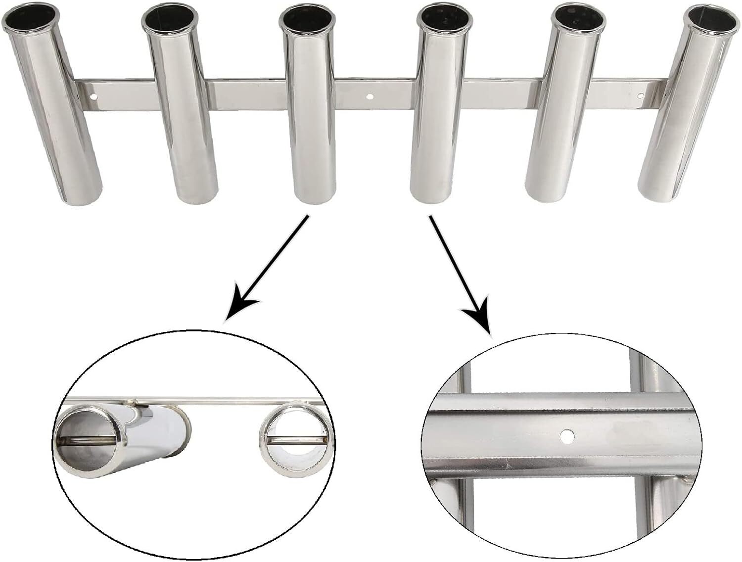 6 Tubes Boat Rod Holder Stainless Steel Boat Fishing Rod Rack for Yacht/Truck RV