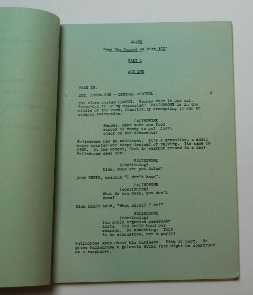QUARK / 70's Sci Fi TV Script "May the Source Be with You" STAR WARS Spoof