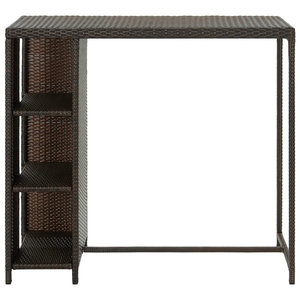 Bar Table Kitchen Bistro Table with Storage Rack Brown Poly Rattan vidaXL