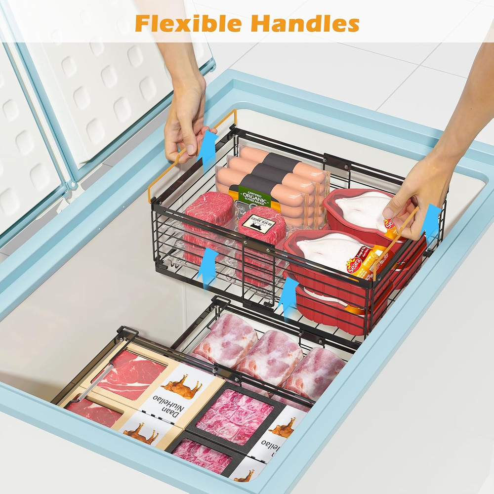Freezer Organizer Bins, 3 Packs Large Expandable Stackable Chest Freezer Contain