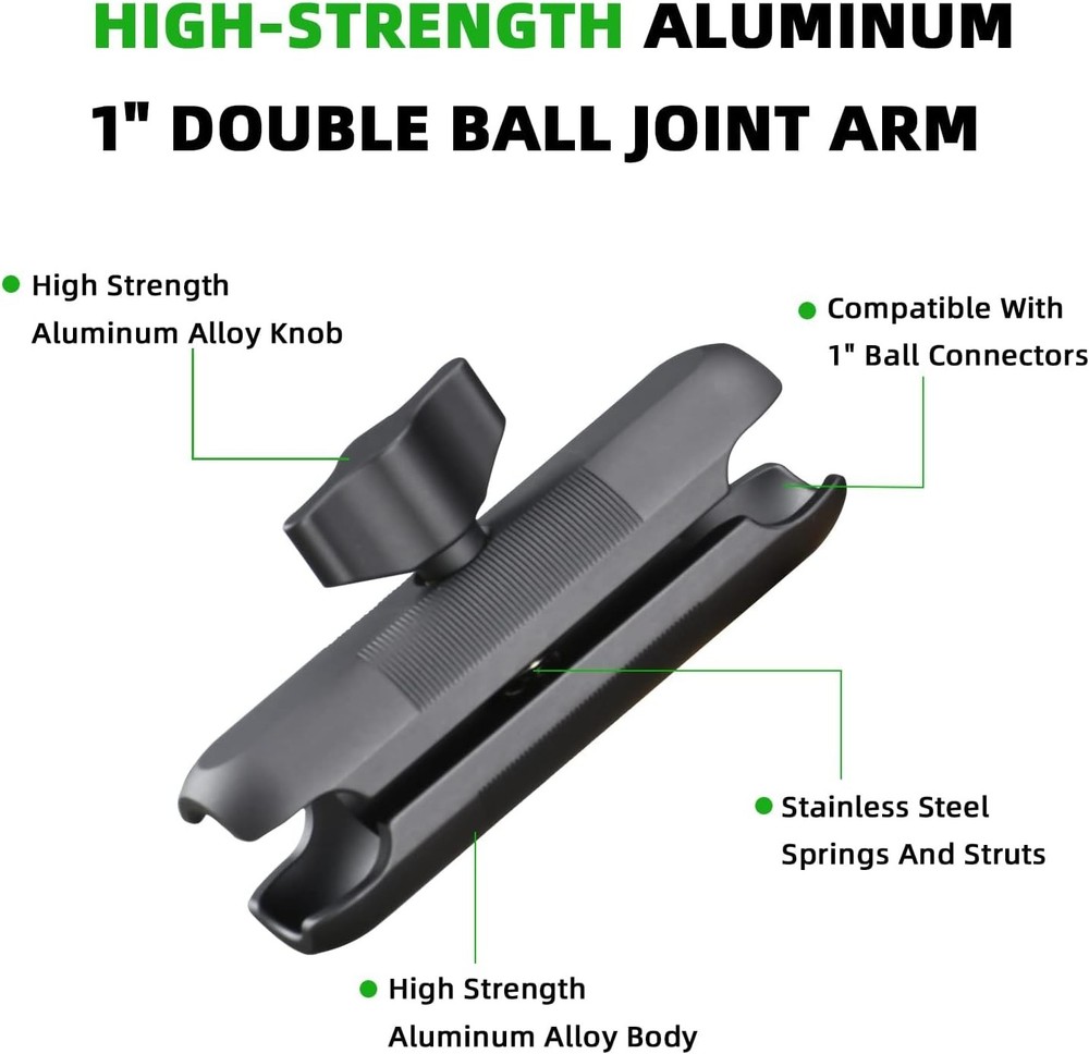 FANAUE Double Socket Arm Compatible with RAM Mount B Size Ball Head and grey