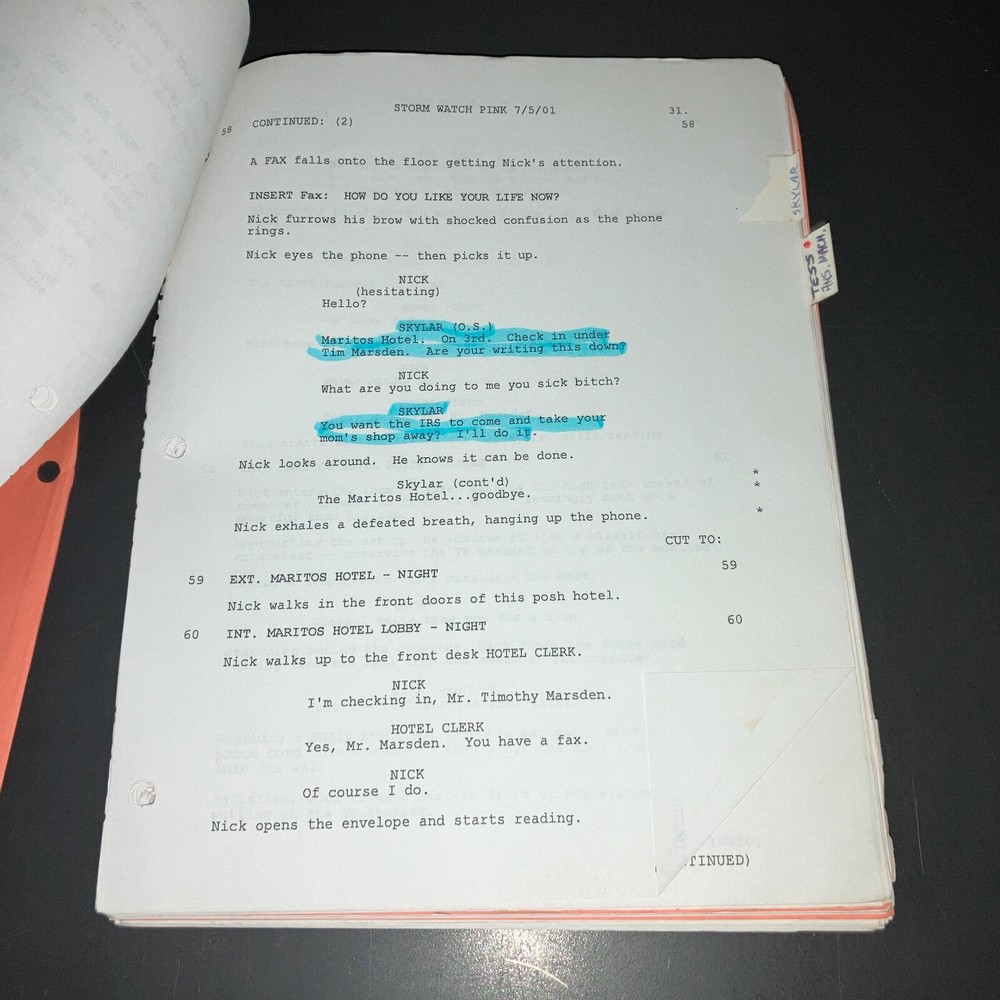 Storm Watch 2001 Movie Script Sci Fi Gamer Production Draft Notes COA