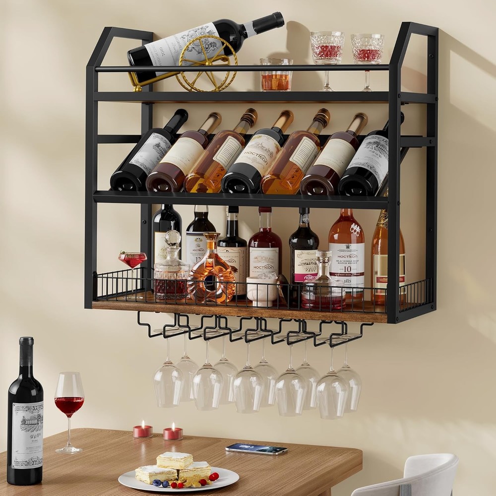 Wall Mount Wine Rack Wall Mounted Wine Bottle Rack Display & Storage Hanging