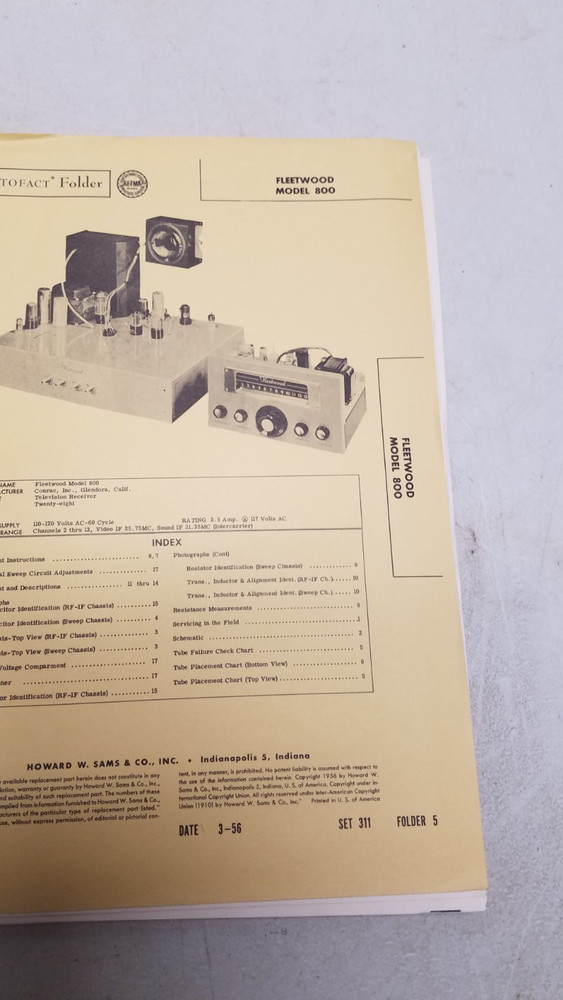 Sams Photofact Set 311 3/56 complete set (D)