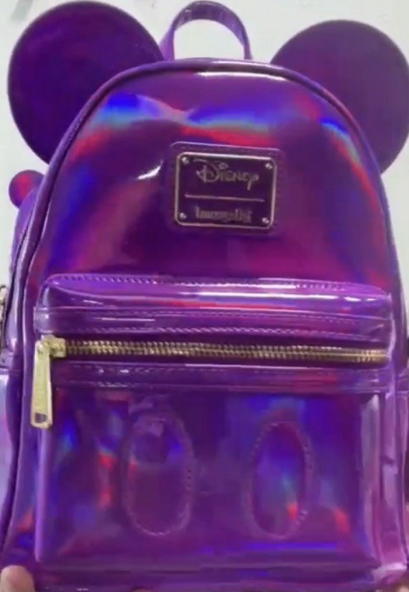 Loungefly Disney Mickey Mouse Holographic Amethyst Mini Backpack NWT