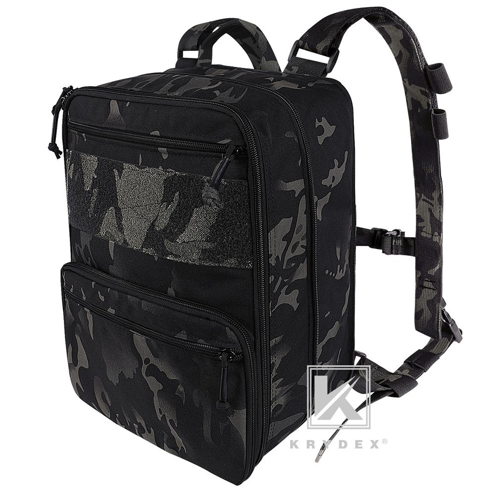 KRYDEX D3 Flatpack 23L Tactical Expandable Backpack MOLLE Travel Pack Black MC