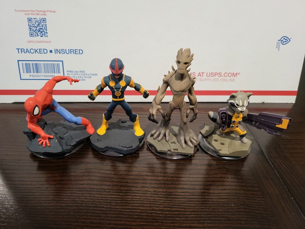 Disney Infinity 2.0 Figures Marvel Lot Spiderman Nova Rocket the Raccoon Groot