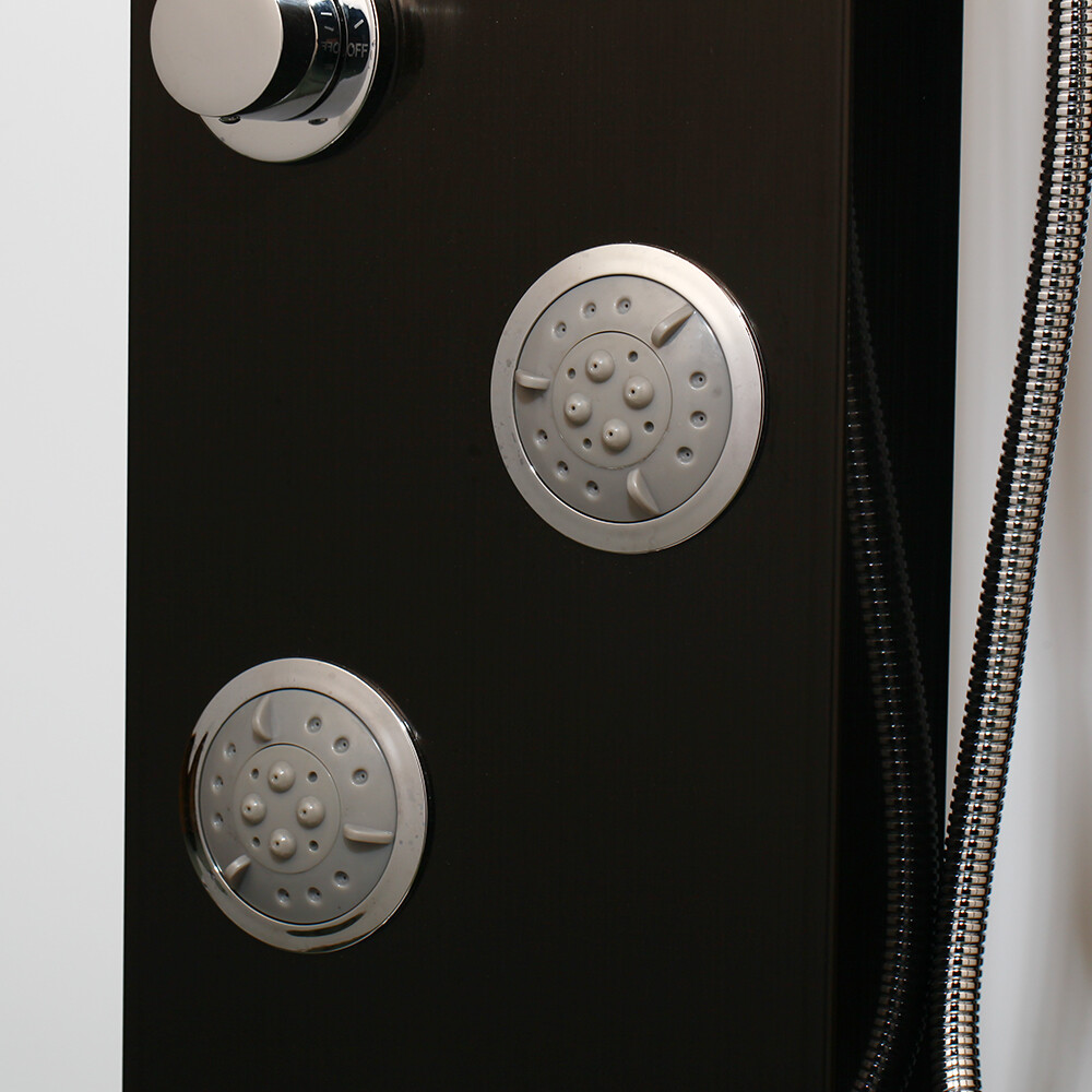 Bathroom Brushed Black LED Wall Mount Display Massage Jets Shower Panel