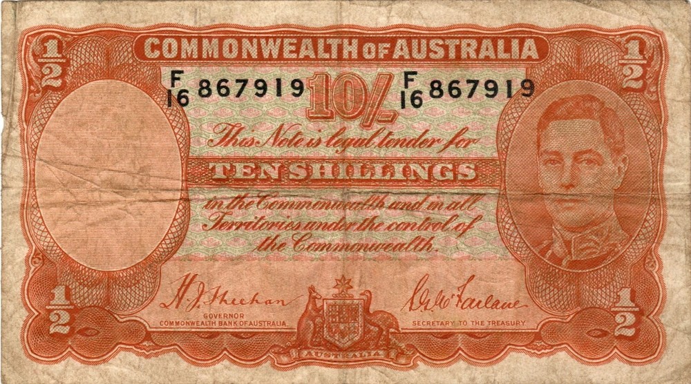 Banknote Australia P25a 10 Shillings 1939