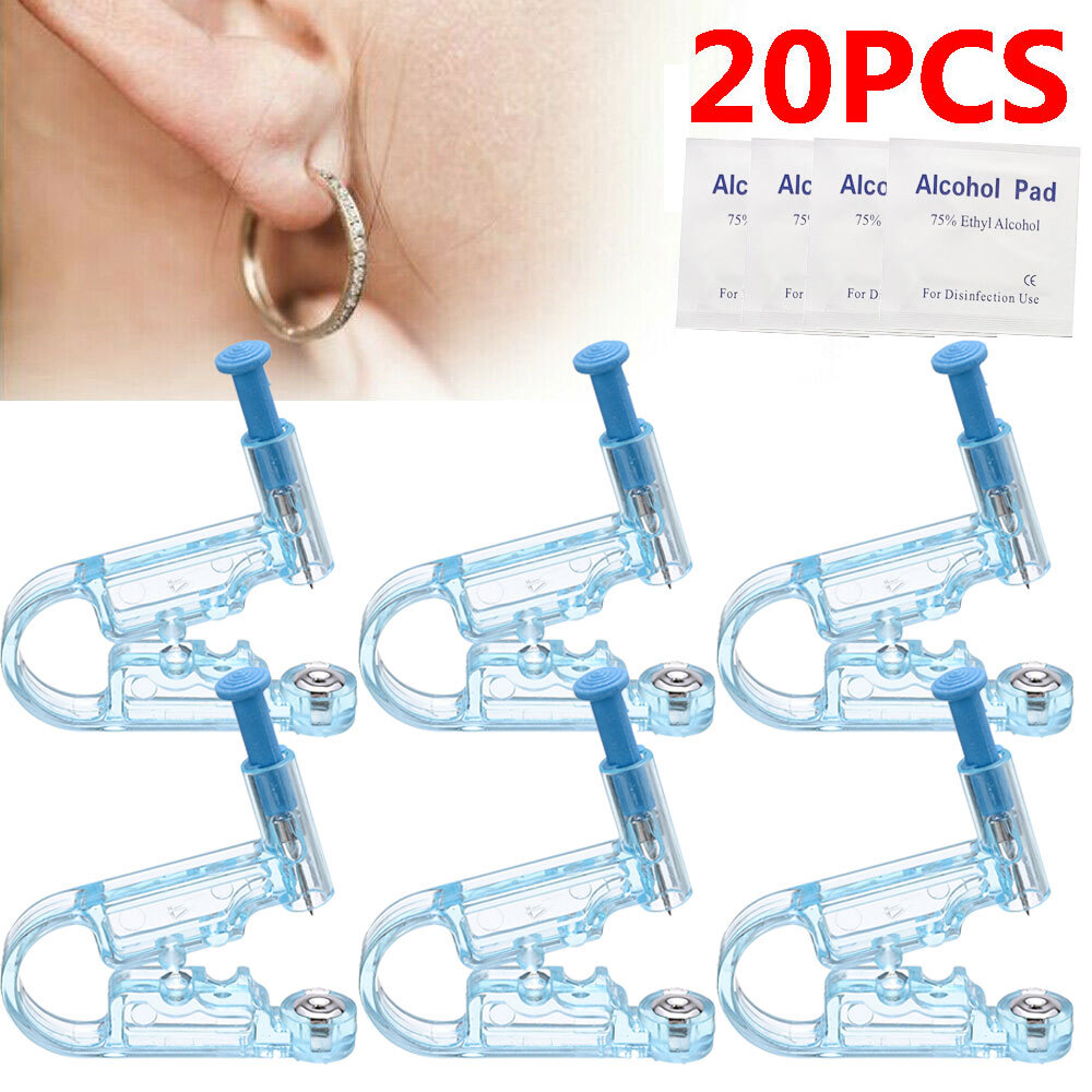 20X Disposable Ear Studs Piercing Quickly Gun Ear Stud Unit Piercer Tool #LI