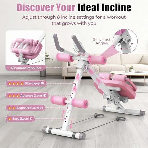 EPHESPORT AB MACHINE CRUNCH SIT-UP CORE TRAINER ADJUSTABLE BACK SUPPORT PINK