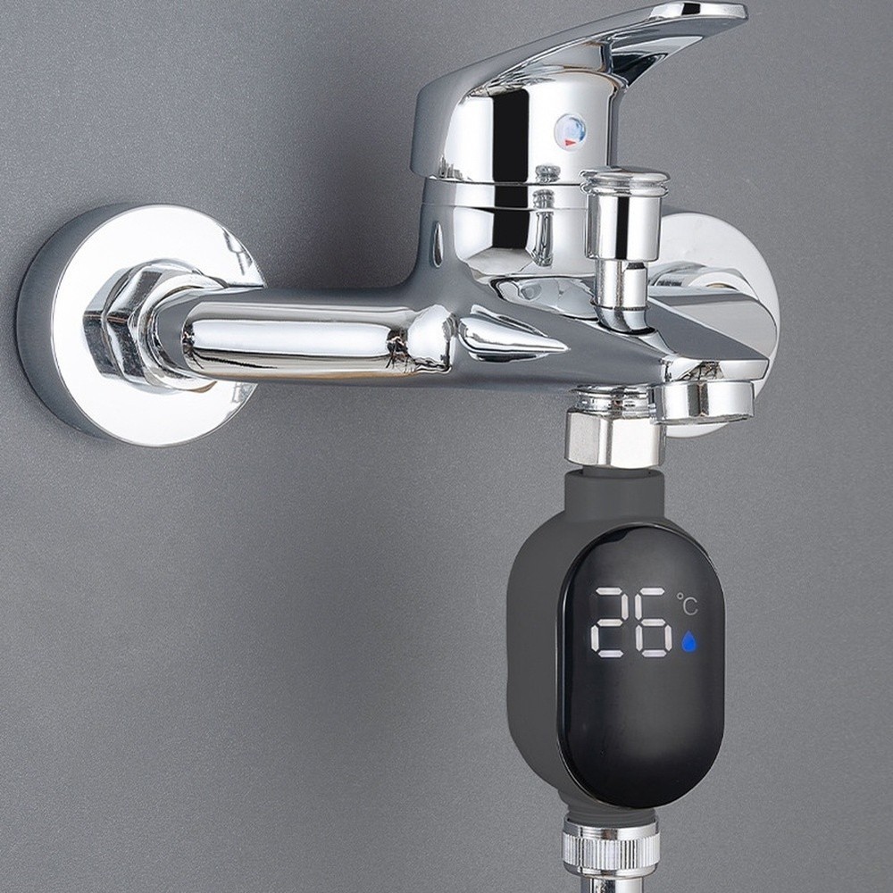 Hydroelectric Powered Shower Thermometer with Large LED Digital Screen Display