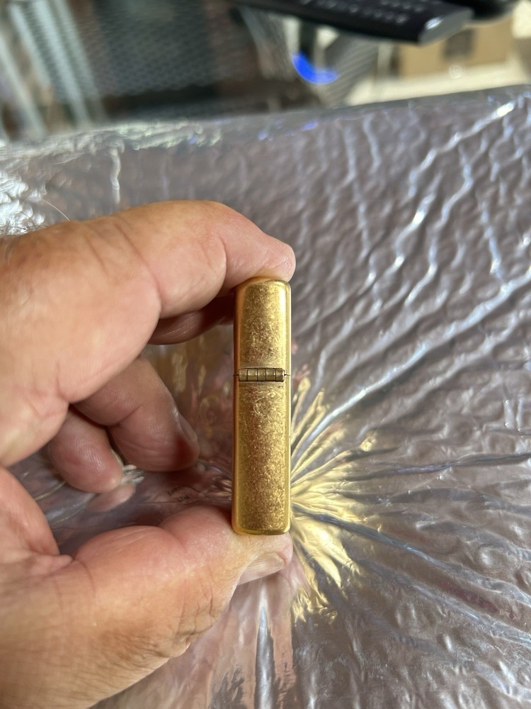 Leather Camel Cigarette Pouch With Zippo 04 Solid Brass Lighter