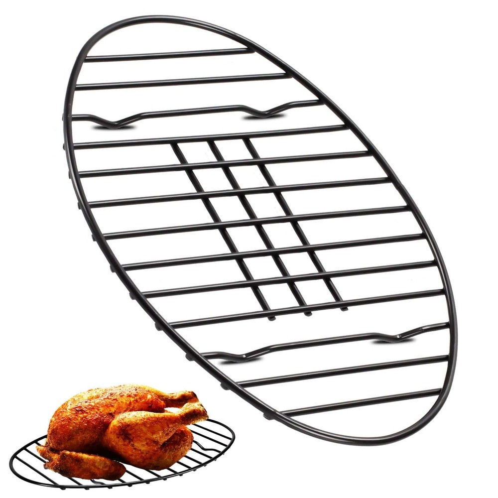Oval Roasting Rack with Integrated Feet, Non-Stick Coating, Baking Rack Easy ...