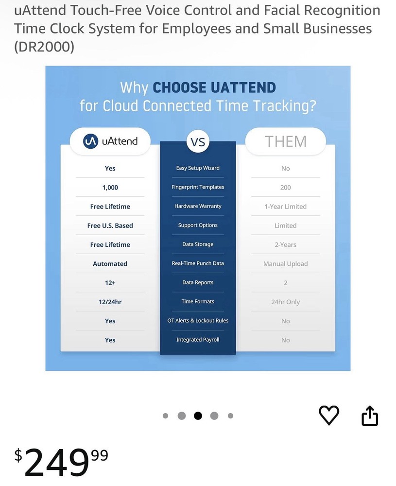 Uattend Dr2000 Time Clock Facial Recognition Voice Control Employee System
