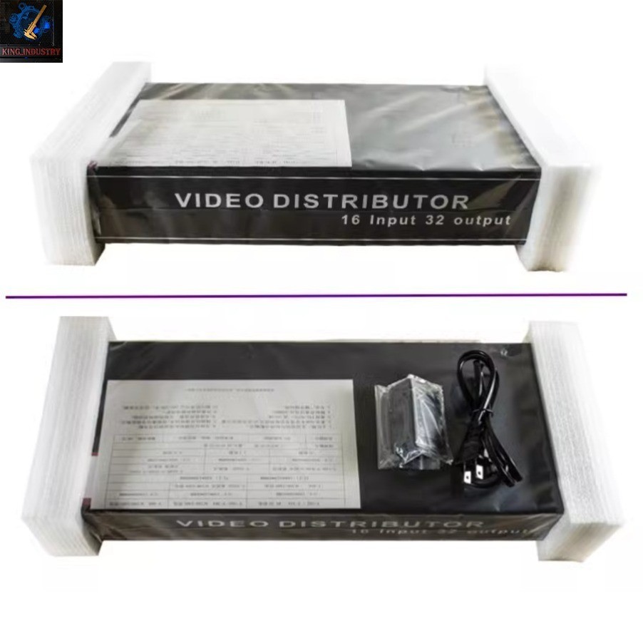 Rack-mounted 16-input 32-output video distributor BNC with 1 input and 2 outputs