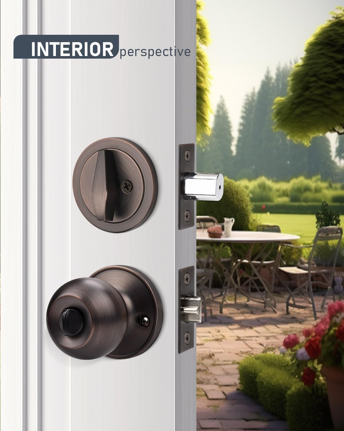 3 Pack Entry Knob & Deadbolt Set, Oil Rubbed Bronze, Keyed Alike, Exterior
