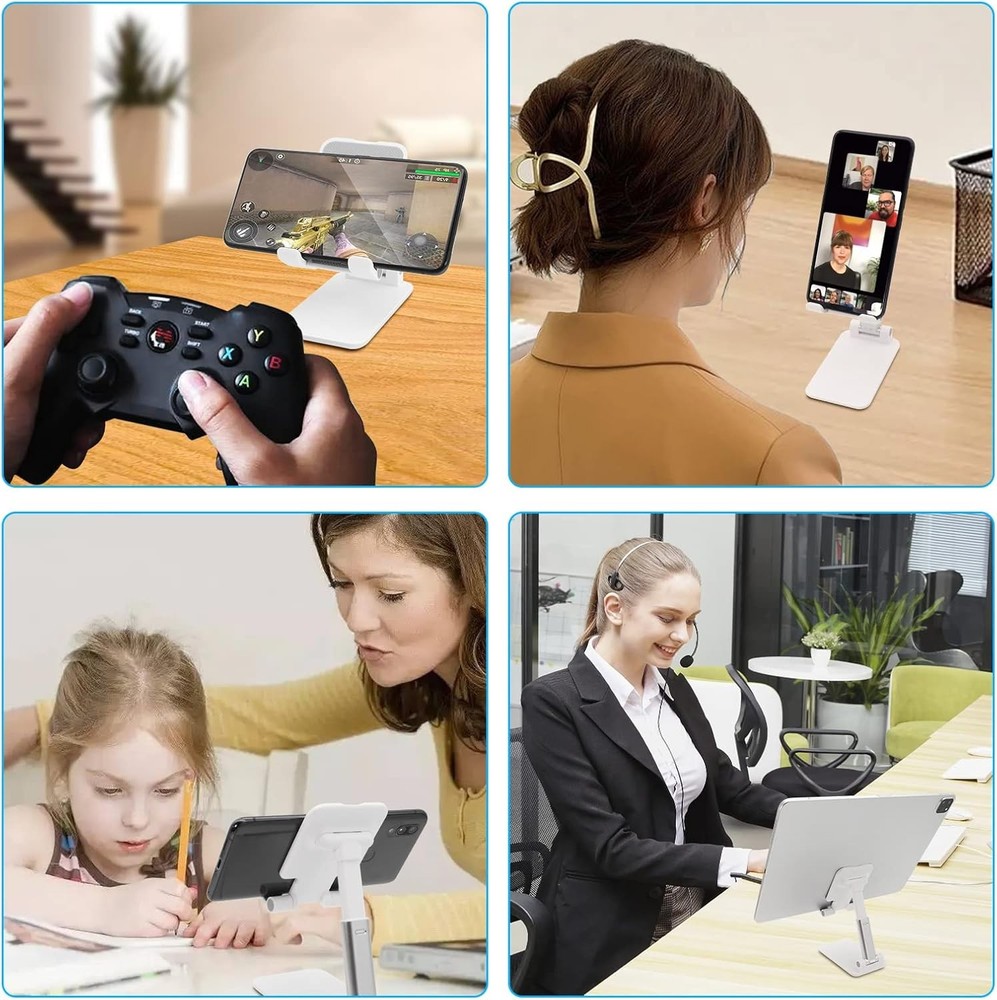Cell Phone Stand, Folding Desktop Angle Height B-White