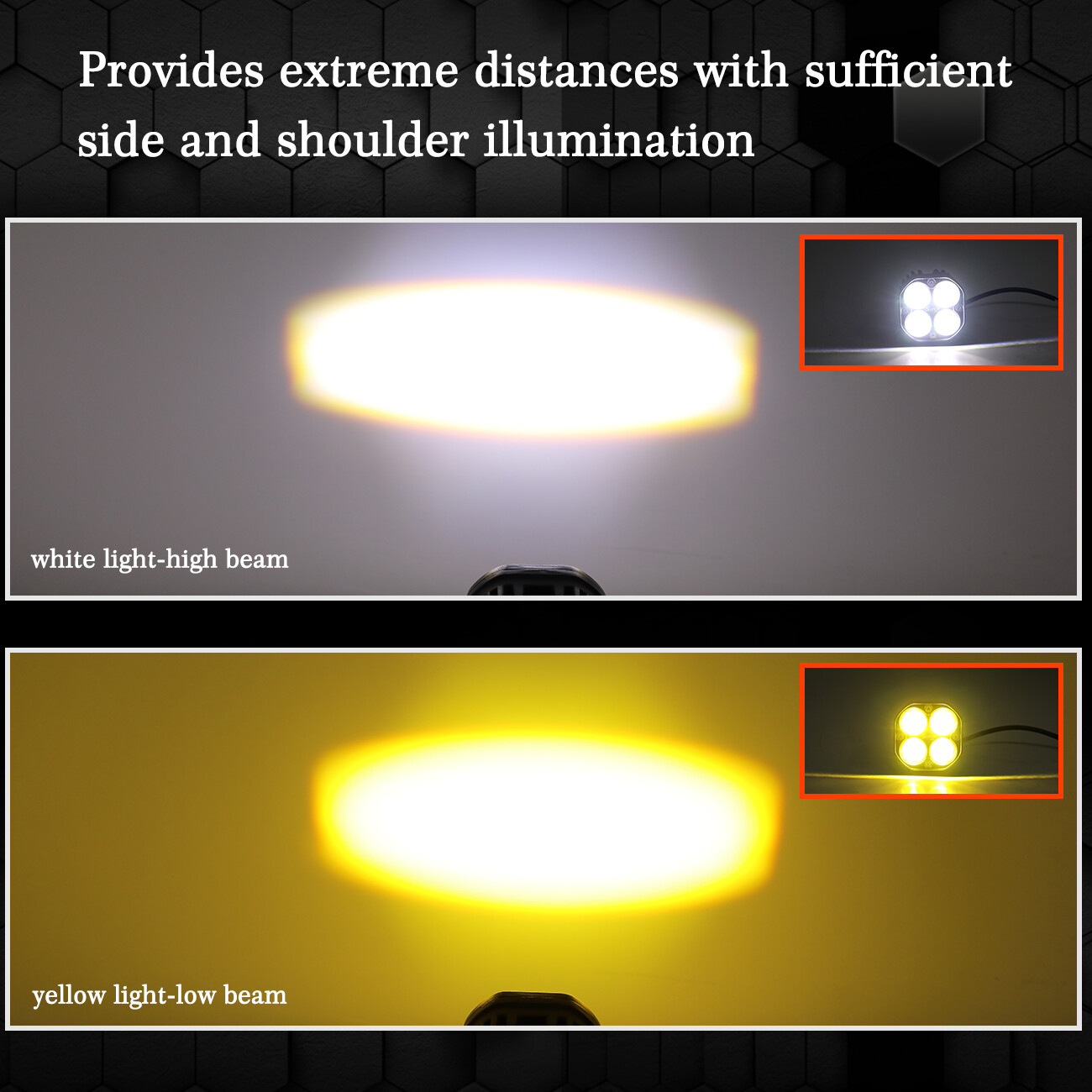 3" LED Motorcycle Headlight Yellow White Hi/Lo Spot Light Driving Fog Lamp ATV