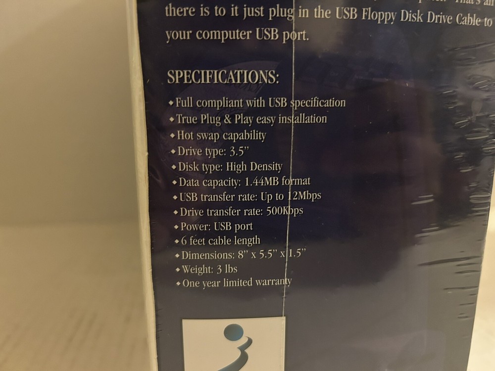 BUSlink USB Floppy Disk Drive 1.44mb - Win 95/98/2000 & Mac OS - 3.5”
