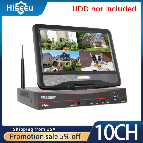 10'' LCD Wireless WiFi NVR 8 Channels Network Video Recorder For EseeCloud APP