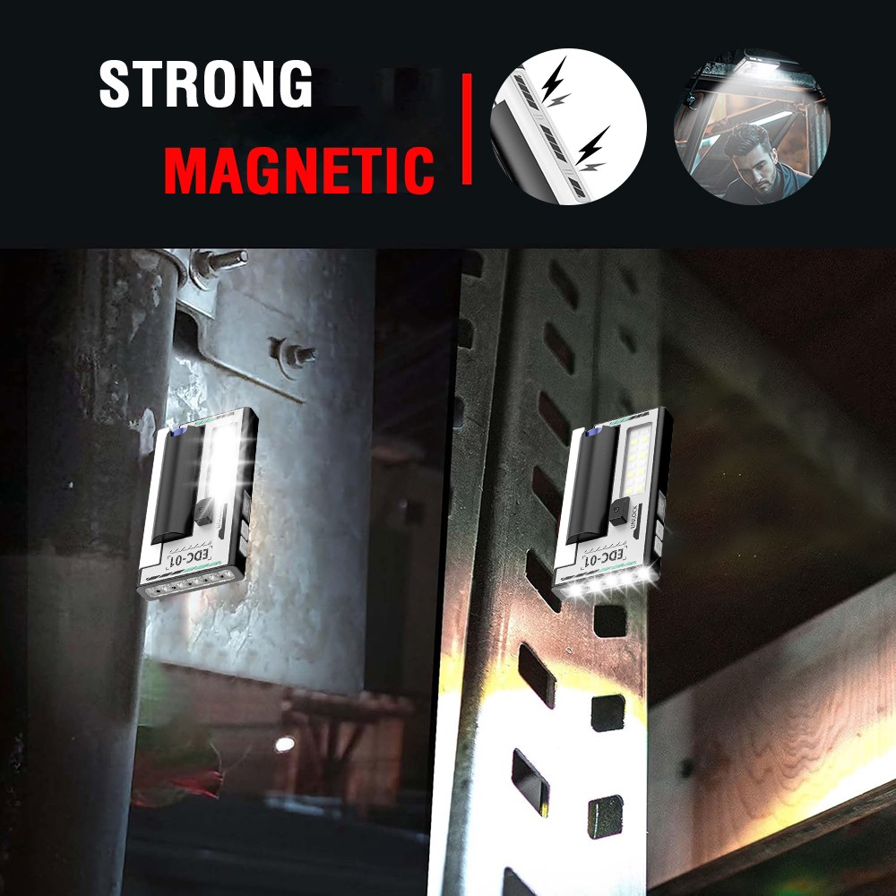 Pocket LED Flashlight Magnetic USB Rechargeable Mini Torch Portable Work Light