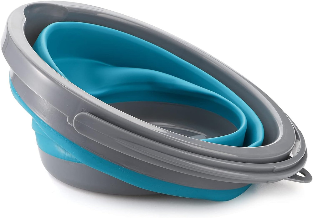 2 Pack Collapsible Plastic Bucket with Locking Lid, 5L / 1.32 Gallon Foldable ro