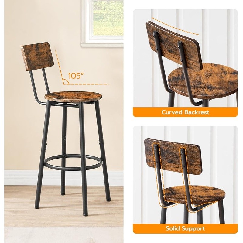 Ergonomic Bar Stools Stylish Kitchen Seating Adjustable Height Footrest Support