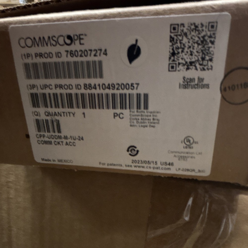 CommScope CPP-UDDM-M-1U-24 Cat 6 24-Port RJ-45 Patch Panel 1U 19in